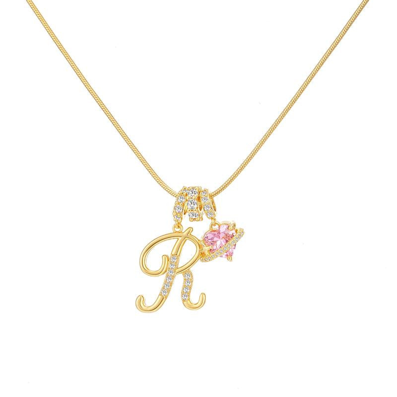 Letter Heart Diamond - Inlaid Combination Necklace (26 - Letter Version)