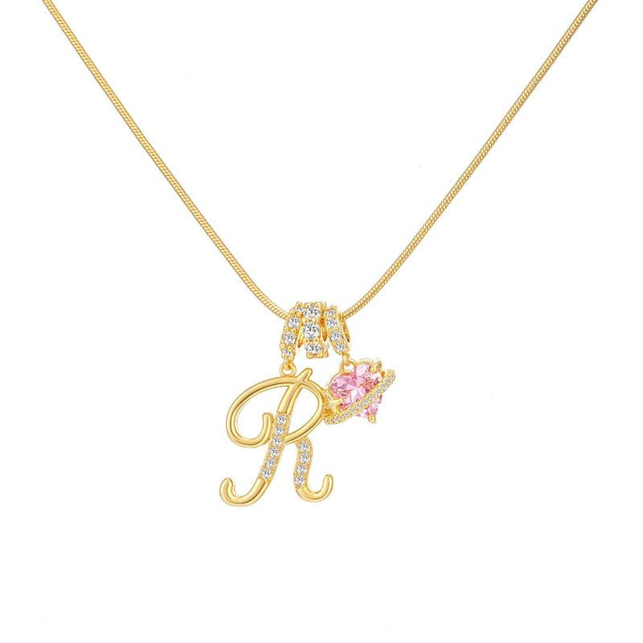 Letter Heart Diamond - Inlaid Combination Necklace (26 - Letter Version)