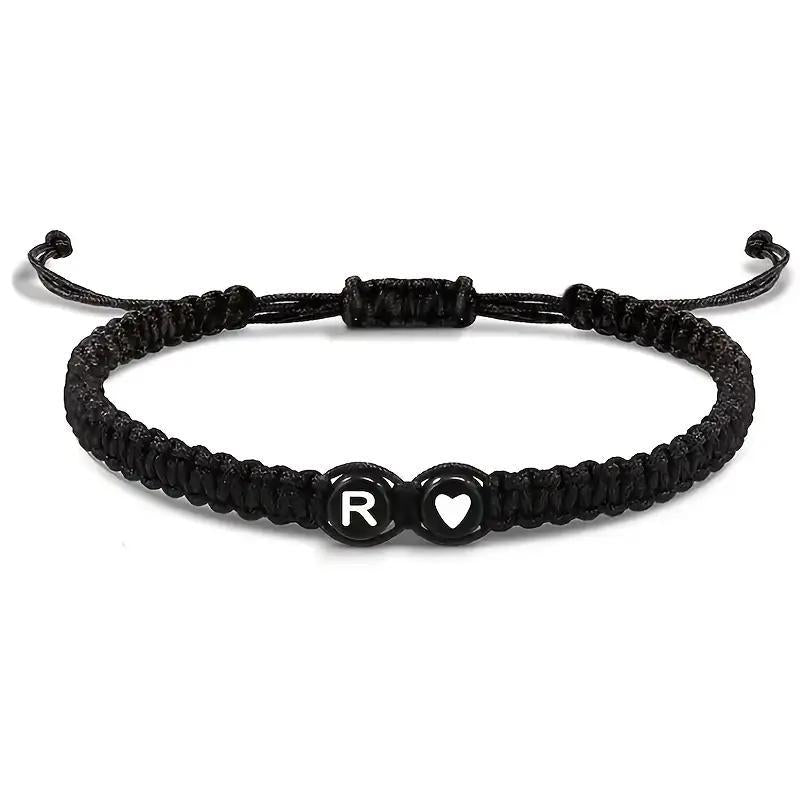 Personalized Initial & Heart Macrame Bracelet