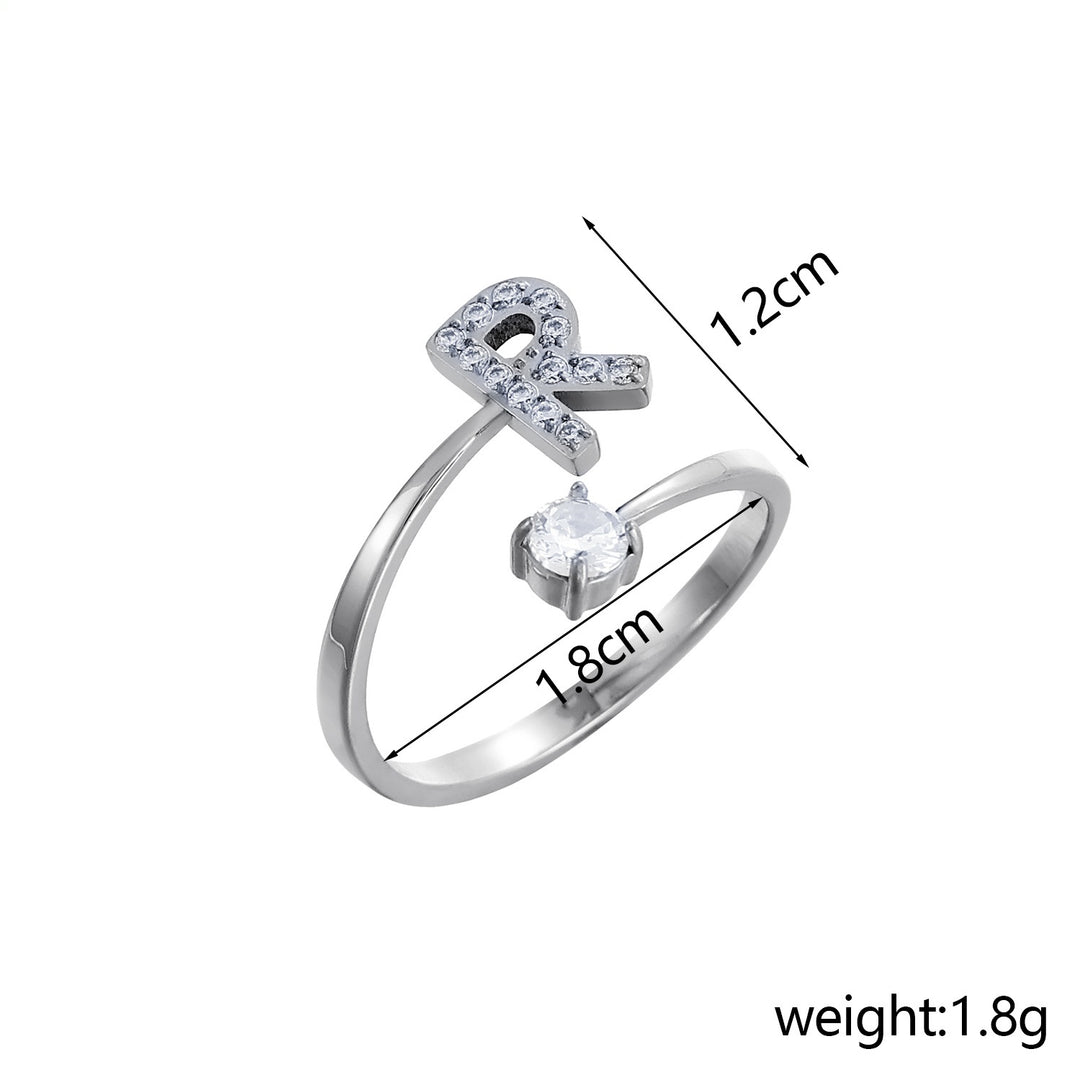 26-Letter Diamond-Inlaid Ring (Gold/Silver Version)