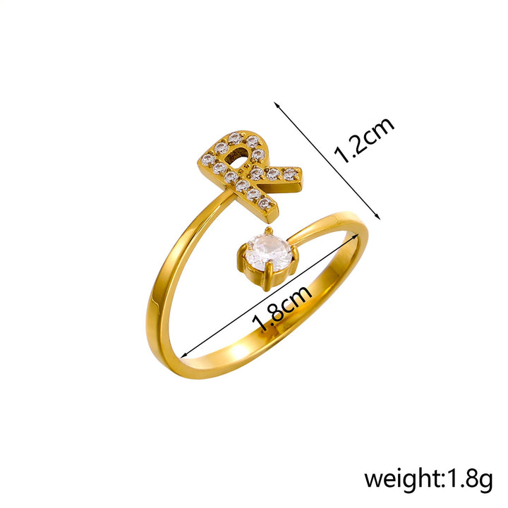 26-Letter Diamond-Inlaid Ring (Gold/Silver Version)