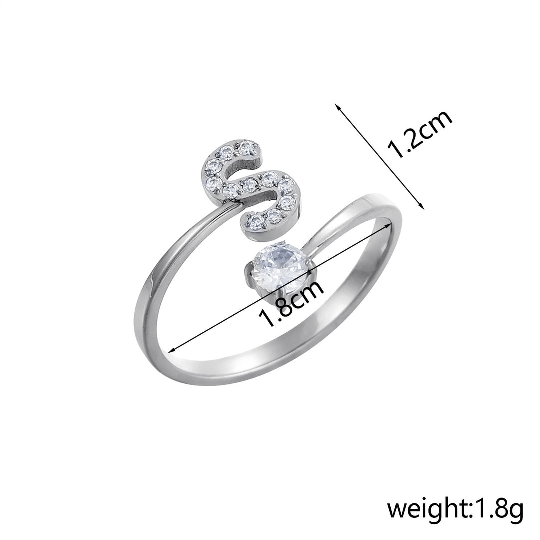 26-Letter Diamond-Inlaid Ring (Gold/Silver Version)