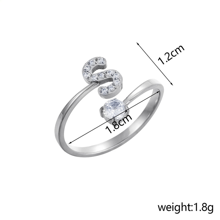 26-Letter Diamond-Inlaid Ring (Gold/Silver Version)