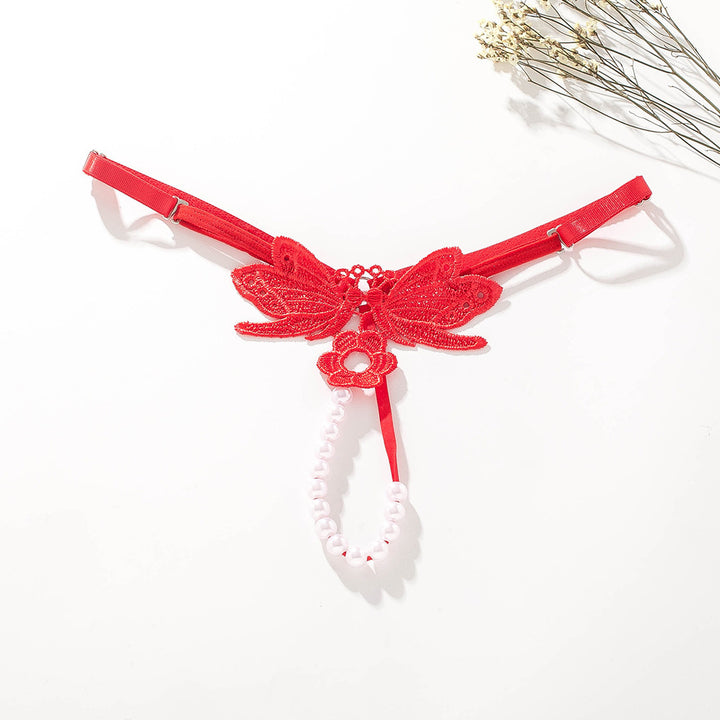Butterfly Pearl Lace Thong