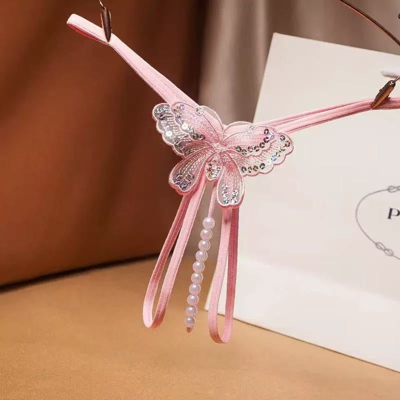 Butterfly Rhinestone Pearl Thong