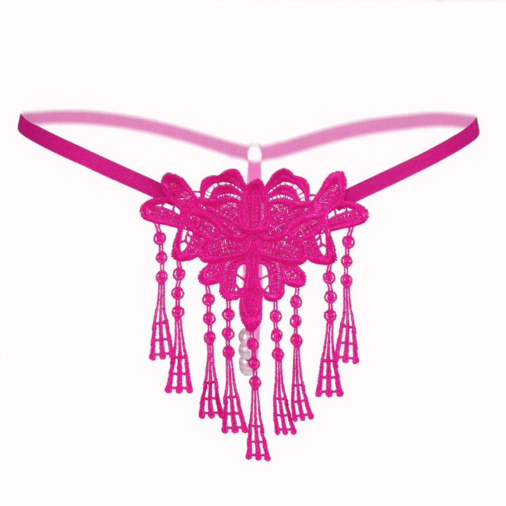 Sexy Lace Butterfly Tassel Thong