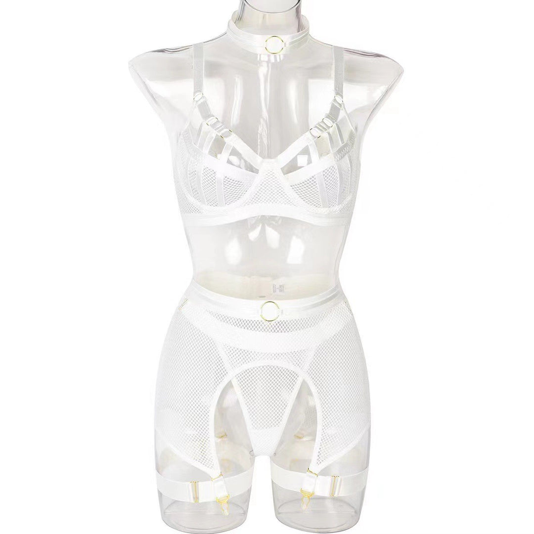 Sexy Strappy Mesh Garter Lingerie Set