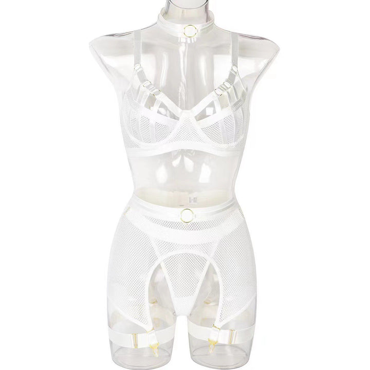 Sexy Strappy Mesh Garter Lingerie Set
