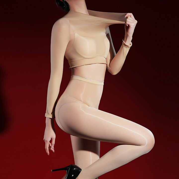 Glossy Sheer Long-Sleeve Set