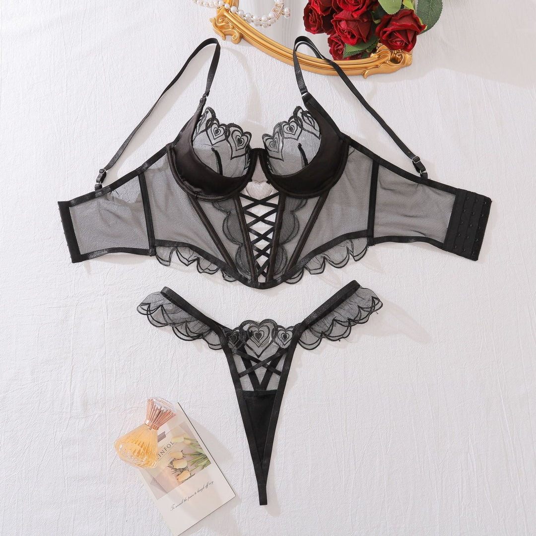 Heart Lace Garter Lingerie Set