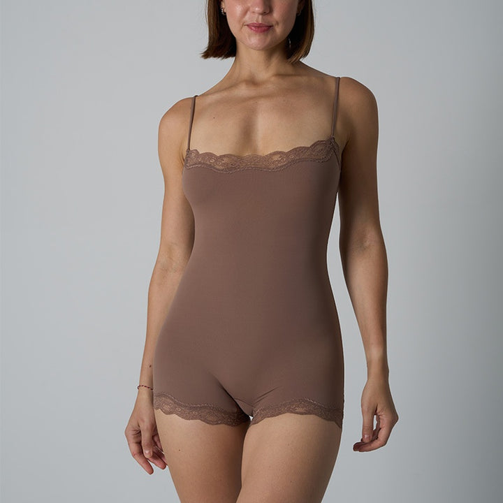 Lace Trim Spaghetti Strap Shapewear Romper