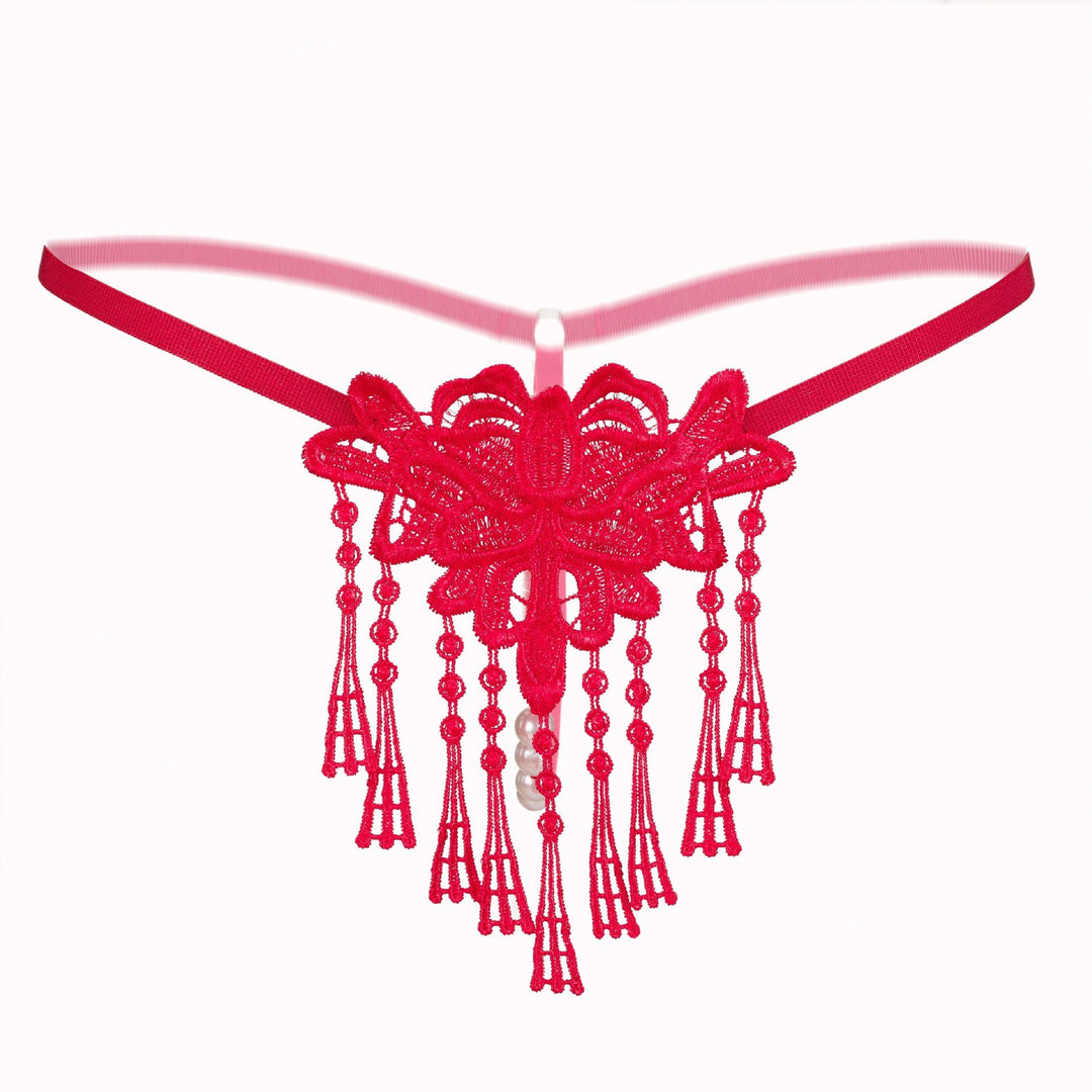 Sexy Lace Butterfly Tassel Thong