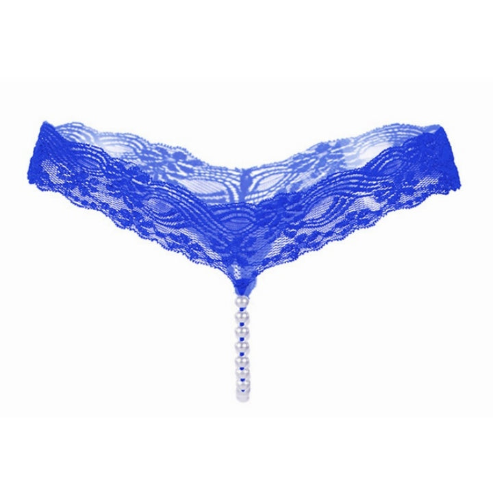 Pearl Tassel Floral Lace Thong
