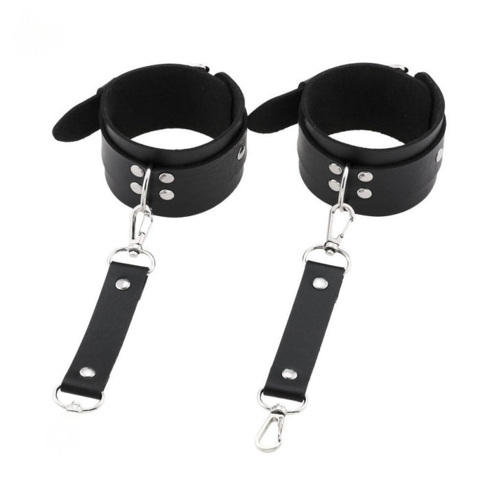 Leather Harness & Restraint Cuffs Set