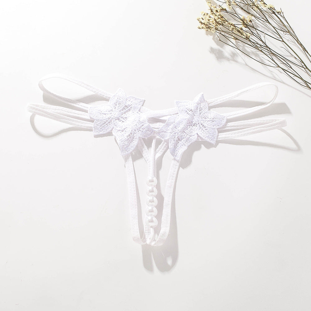 Lace Flower Pearl Thong