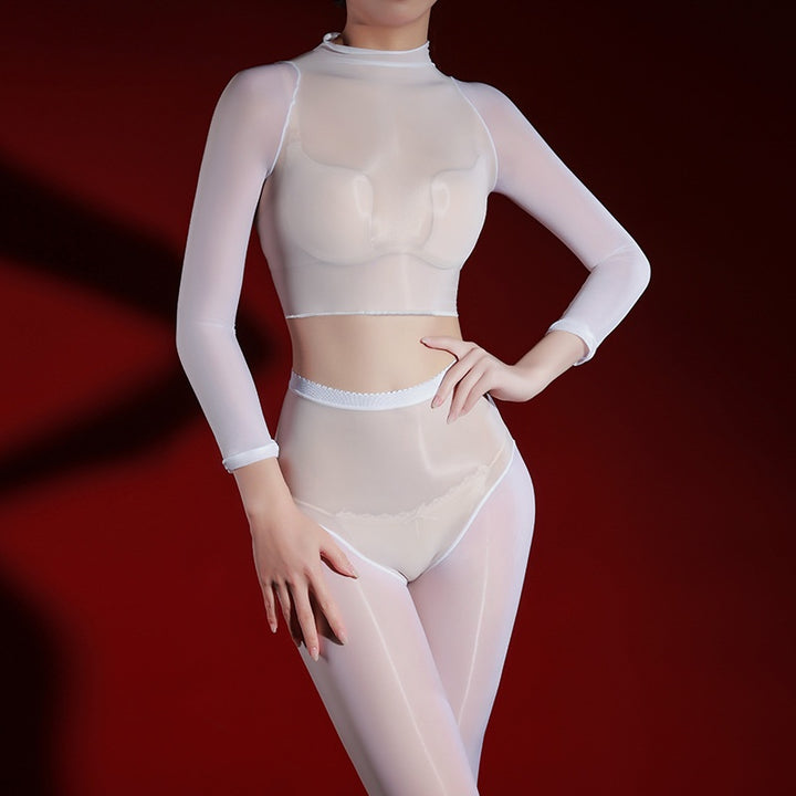 Glossy Sheer Long-Sleeve Set