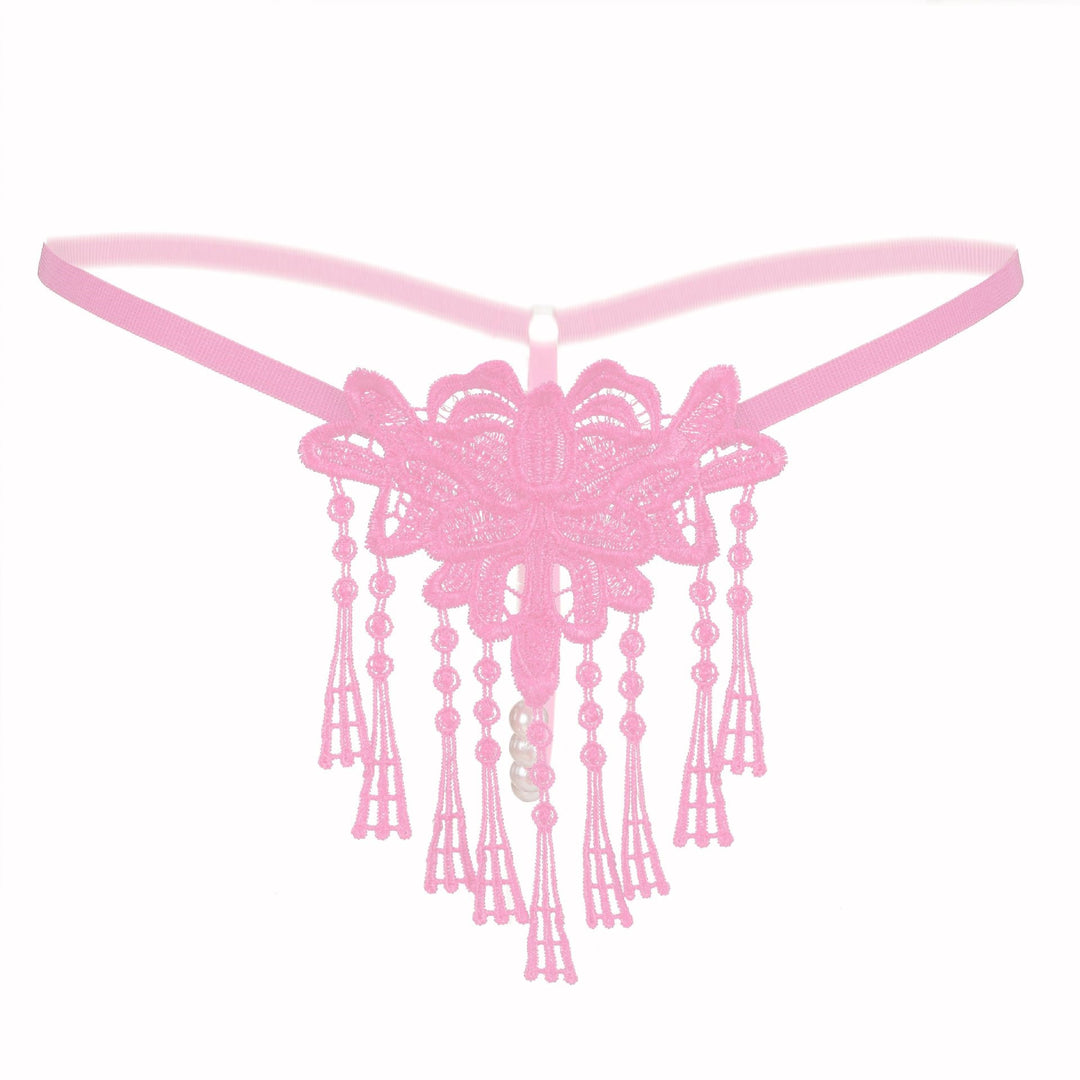 Sexy Lace Butterfly Tassel Thong