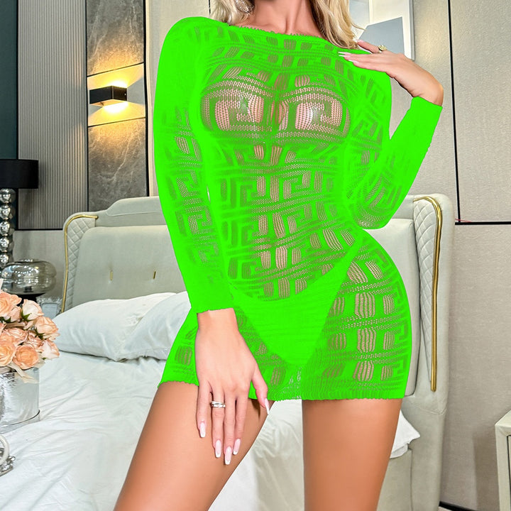 Sheer Geometric Mesh Mini Dress