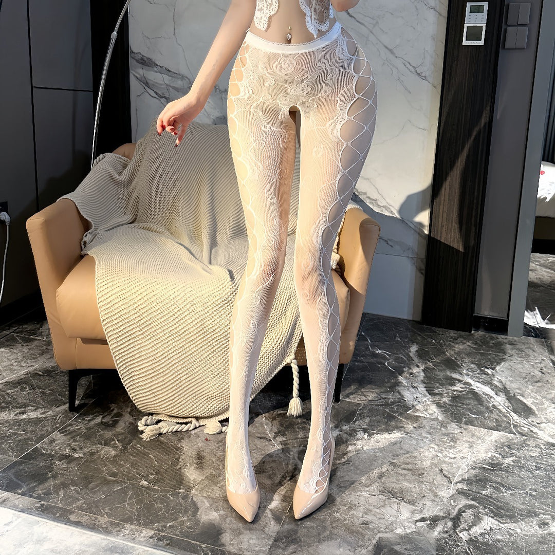 Sexy Open-Crotch Lace Fishnet Tights