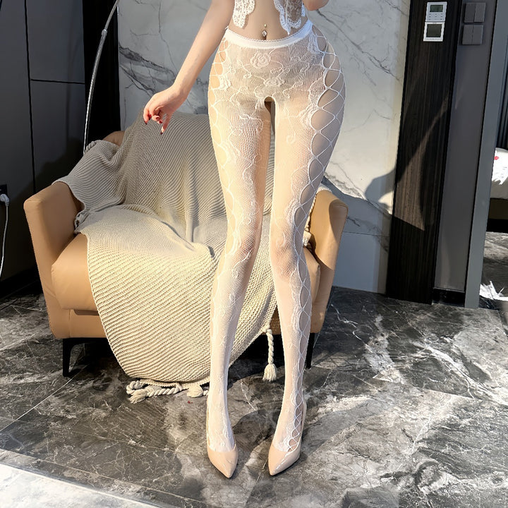 Sexy Open-Crotch Lace Fishnet Tights