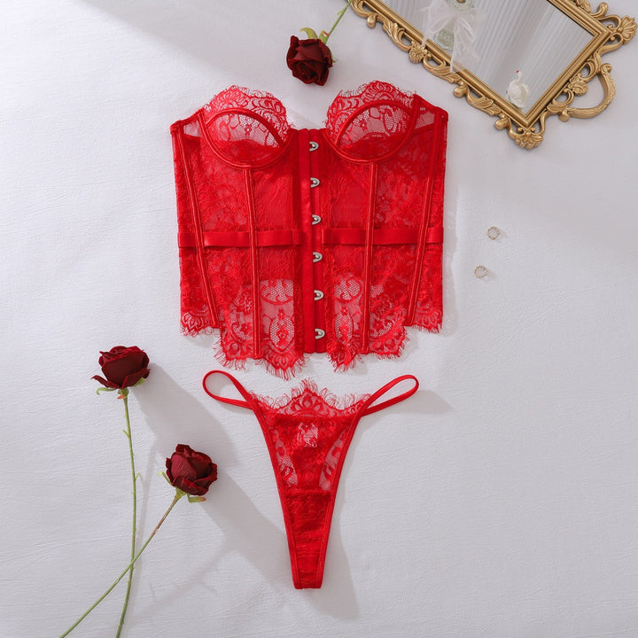 Sexy Lace Corset Bustier Set