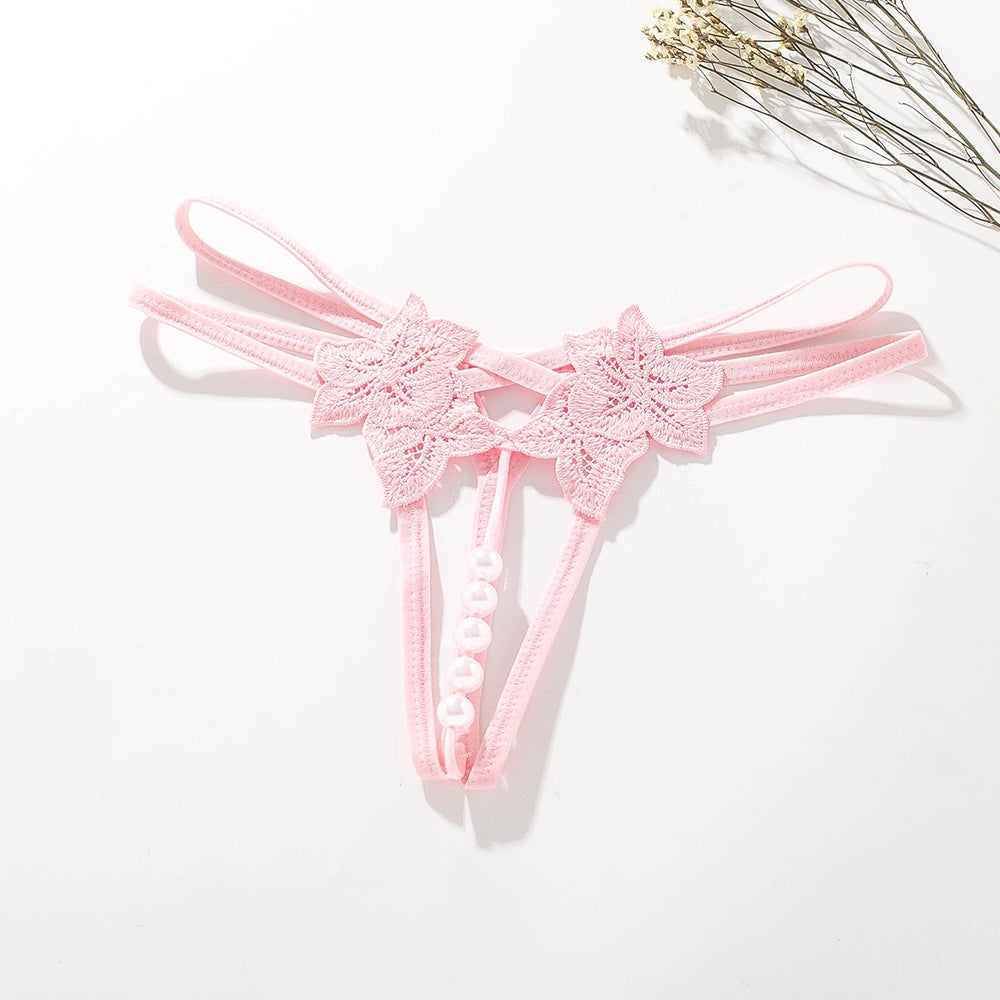 Lace Flower Pearl Thong