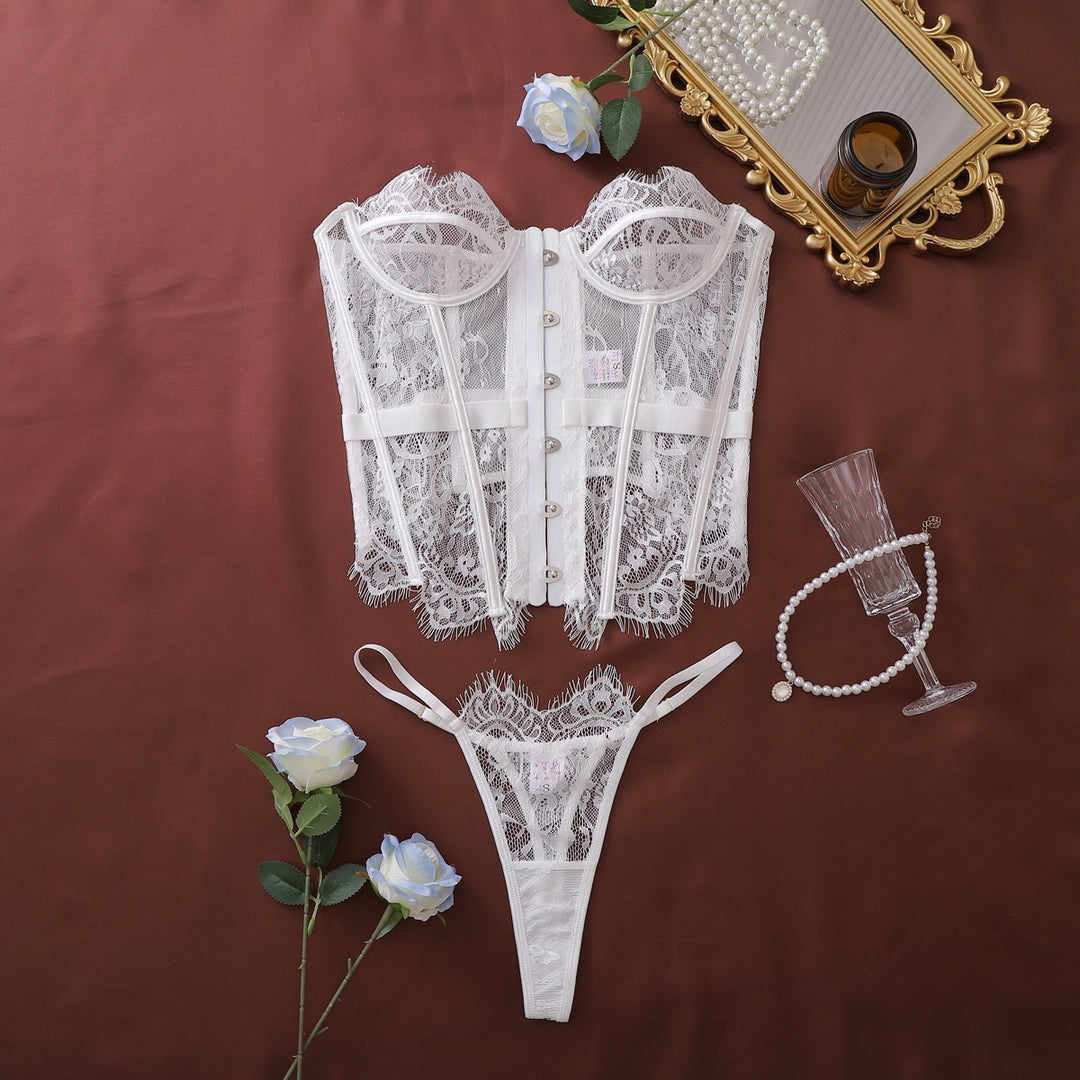 Sexy Lace Corset Bustier Set