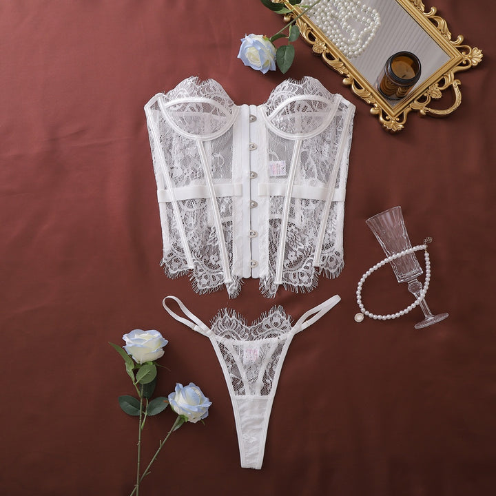Sexy Lace Corset Bustier Set