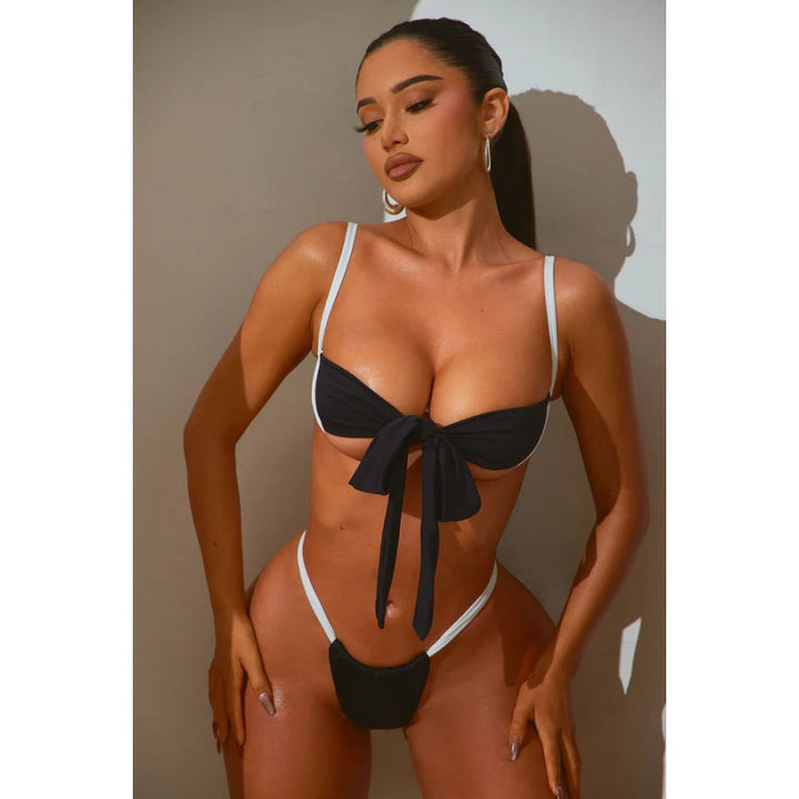 Sexy Tie-Front Bandeau Bikini Set