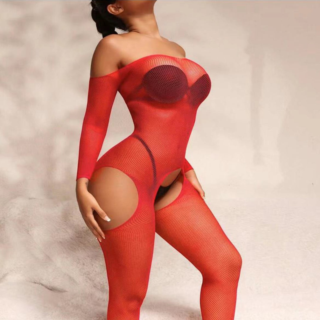 Low-Back Cheeky Cutout Fishnet Bodystocking