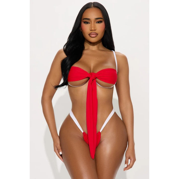 Sexy Tie-Front Bandeau Bikini Set