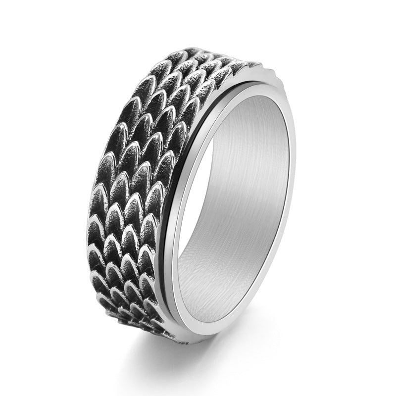 Dragon Scale Textured Spinner Ring