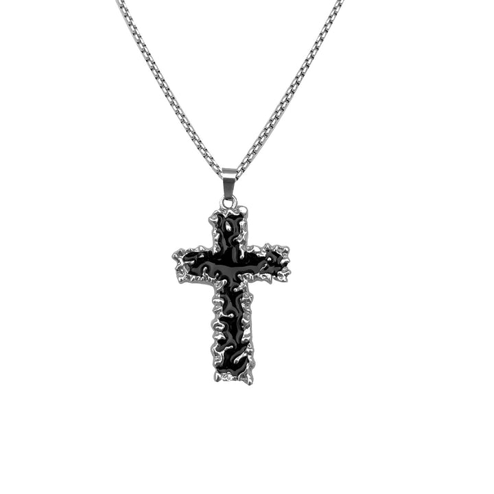 Thorn Textured Multi-Color Cross Necklace