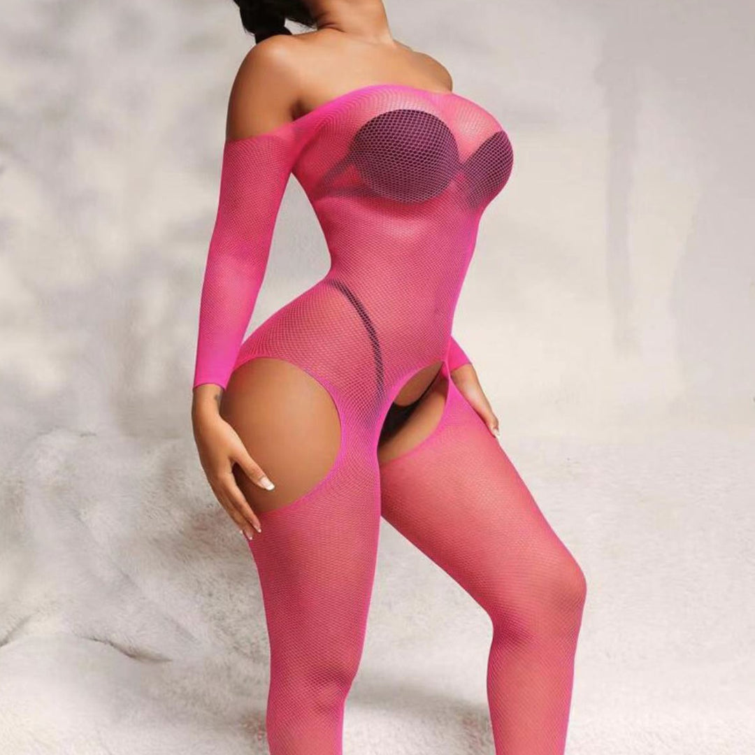 Low-Back Cheeky Cutout Fishnet Bodystocking