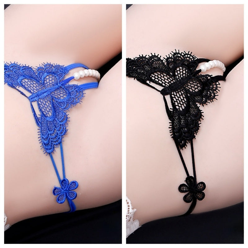 Butterfly Lace Pearl Thong