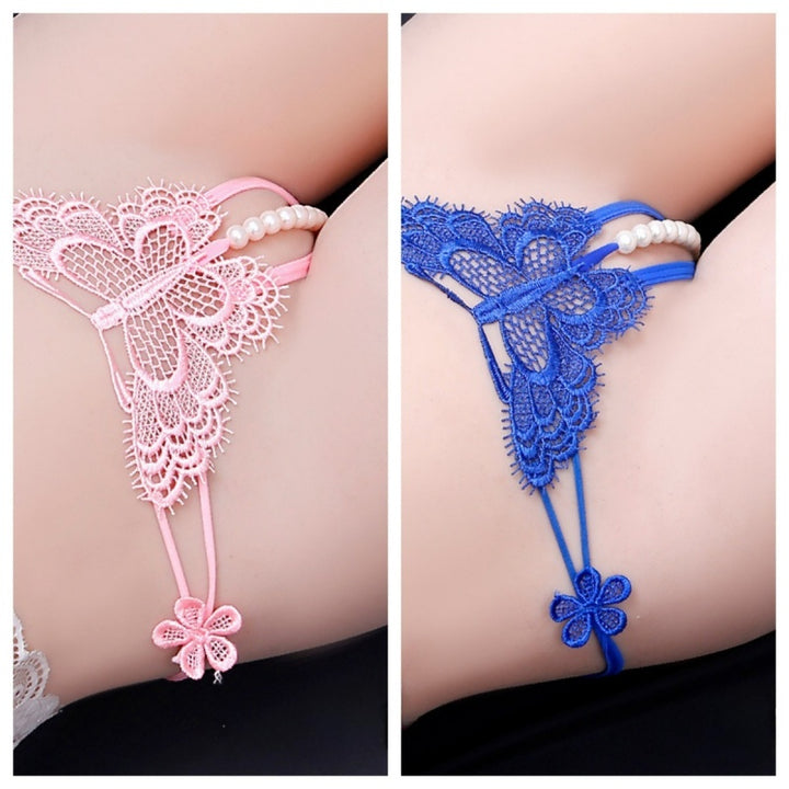 Butterfly Lace Pearl Thong