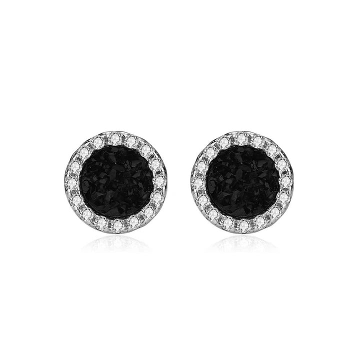 Multi-Color Druzy Crystal Diamond-Inlaid Round Earrings
