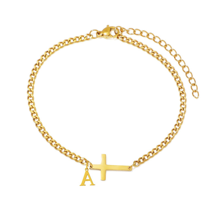 Niche Design Religious-Style Cross 26-Letter Custom Bracelet