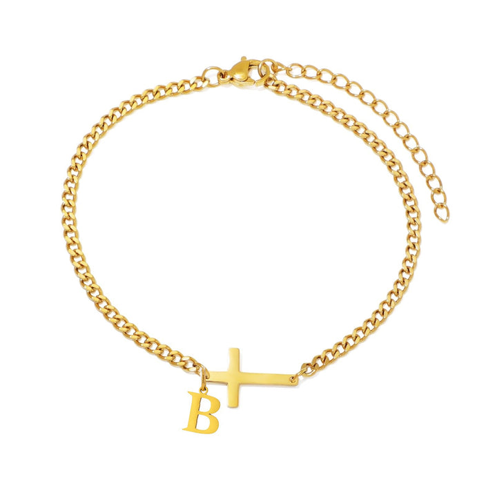 Niche Design Religious-Style Cross 26-Letter Custom Bracelet