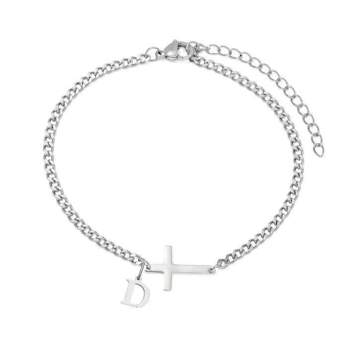 Niche Design Religious-Style Cross 26-Letter Custom Bracelet