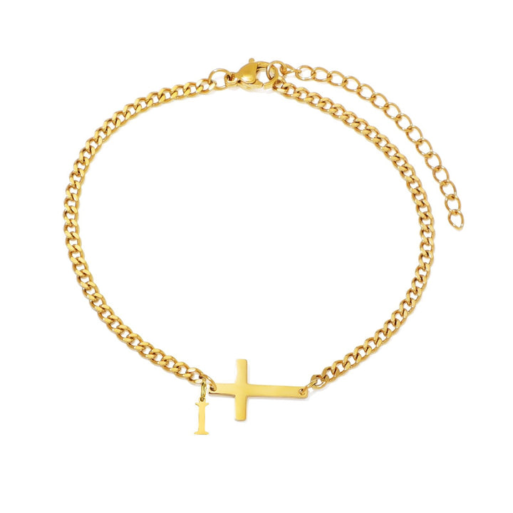 Niche Design Religious-Style Cross 26-Letter Custom Bracelet