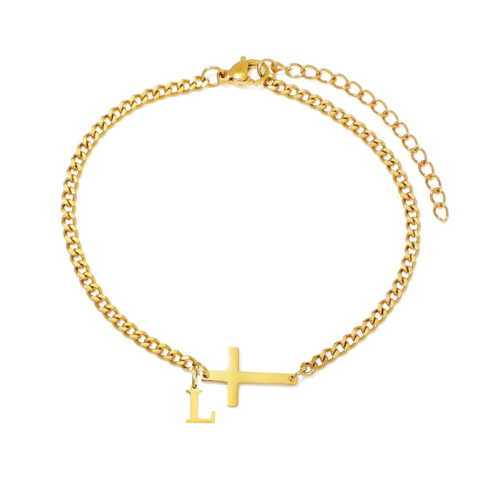 Niche Design Religious-Style Cross 26-Letter Custom Bracelet