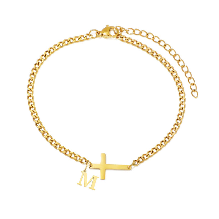 Niche Design Religious-Style Cross 26-Letter Custom Bracelet