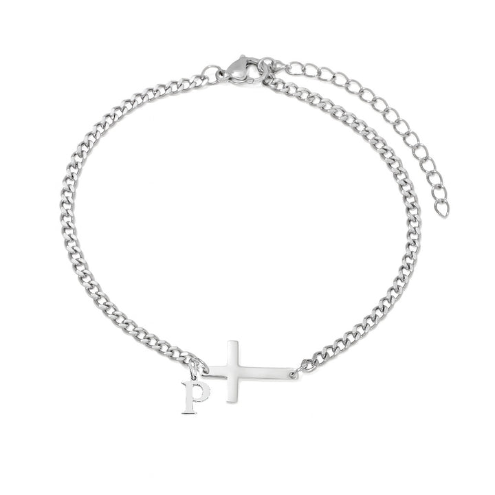 Niche Design Religious-Style Cross 26-Letter Custom Bracelet
