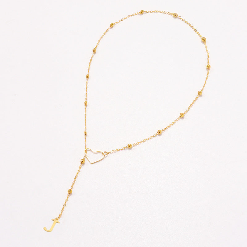 26 Letters Heart Y-Shaped Necklace