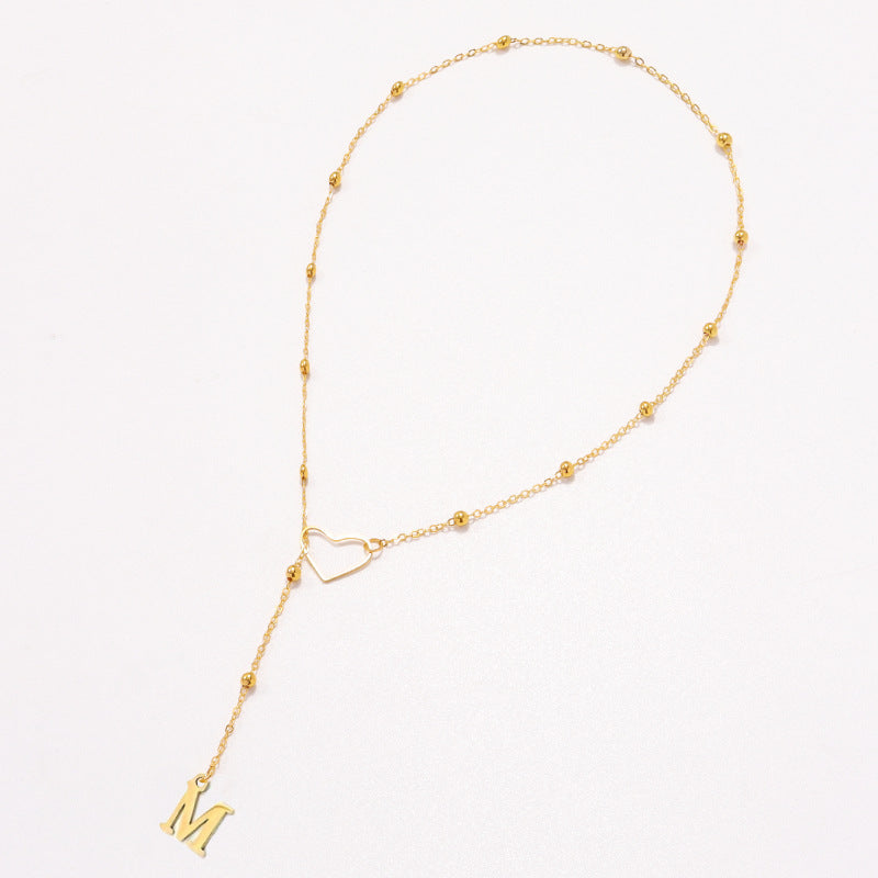 26 Letters Heart Y-Shaped Necklace