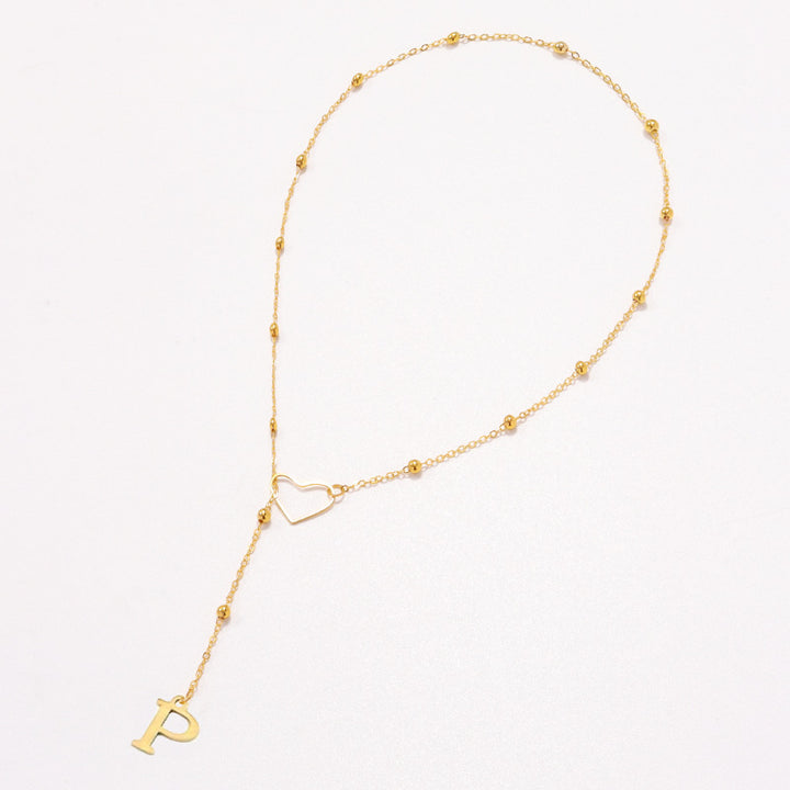 26 Letters Heart Y-Shaped Necklace