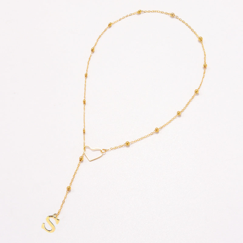 26 Letters Heart Y-Shaped Necklace