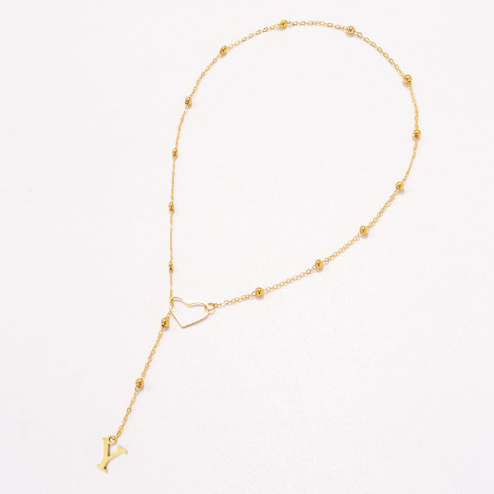 26 Letters Heart Y-Shaped Necklace