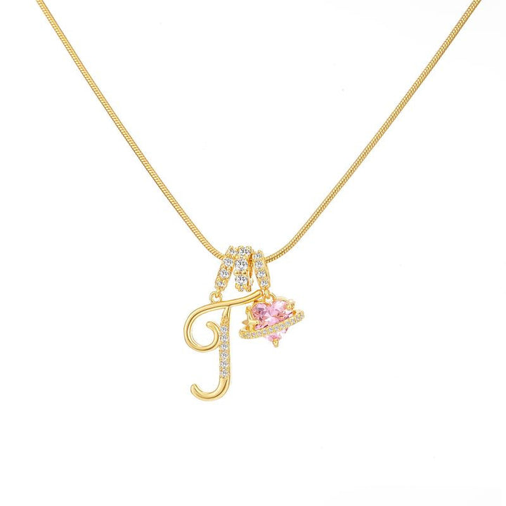 Letter Heart Diamond - Inlaid Combination Necklace (26 - Letter Version)